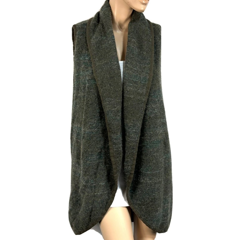 Lucky Brand Wool Blend Sweater Vest Size M Medium Shawl Longline Open Front